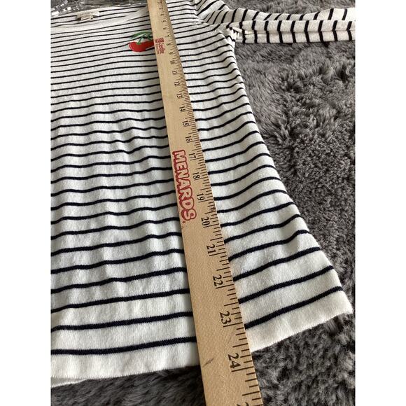 J. Crew Women's Embroidered Cherry Striped Teddie Sweater Black White Size XS‎ - Picture 9 of 9